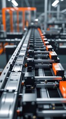 Obraz premium High-tech battery production line in an advanced industrial facility, symbolizing innovation, sustainability, and the future of energy storage technology.