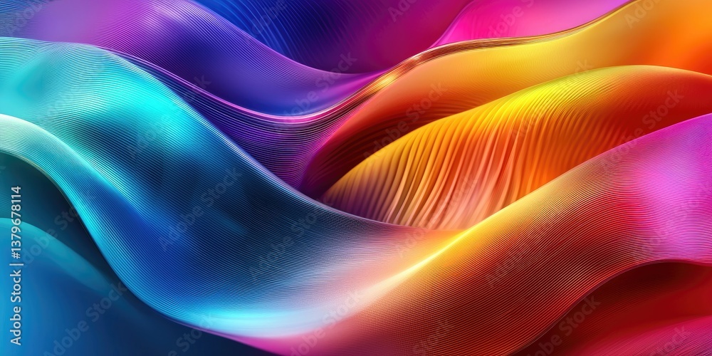 Poster A symphony of vibrant colors, where intricate wave patterns intertwine with bold gradient lines, symbolizing the seamless connection between global networks, big data, an