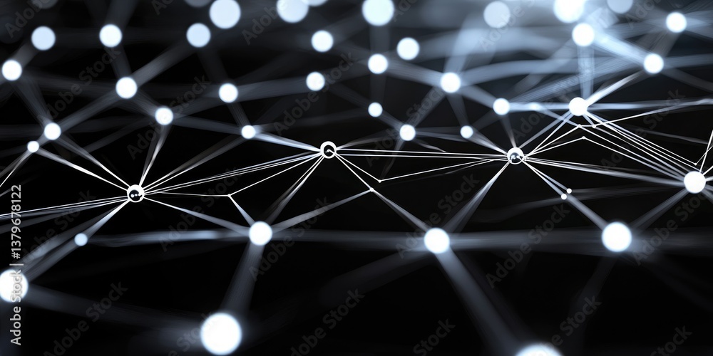 Aufkleber A mesmerizing digital tapestry of interconnected dots and lines, forming intricate patterns reminiscent of a futuristic plexus, pulsates with an ethereal light. The abstr