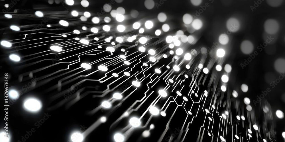 Aufkleber A digital canvas of black and white, where intricate binary code patterns shimmer and flow, representing the silent language of data and security. The code whispers of th