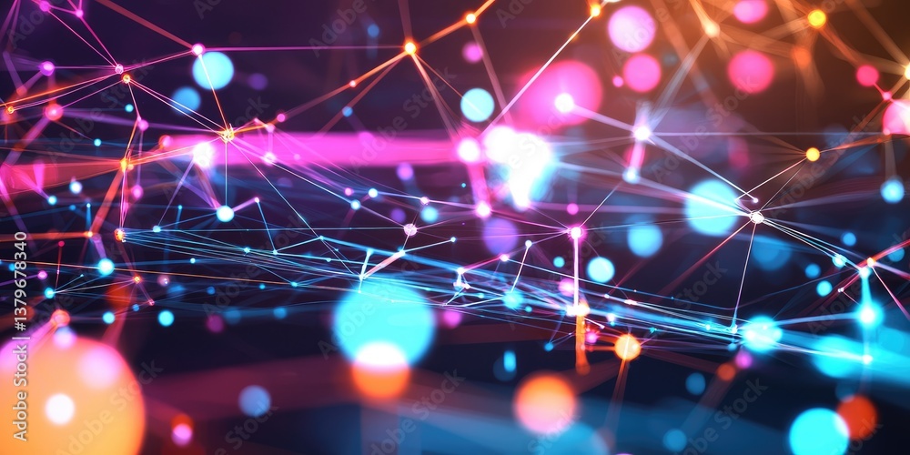 Poster A dynamic canvas of interconnected lines and dots, a symphony of digital energy, symbolizing the intricate web of connections and data flow in the modern digital age, ren