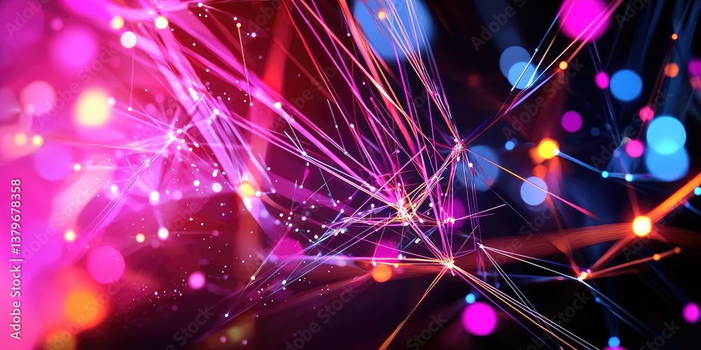 Leinwandbilder A dynamic canvas of interconnected lines and dots, a symphony of digital energy, symbolizing the intricate web of connections and data flow in the modern digital age, ren