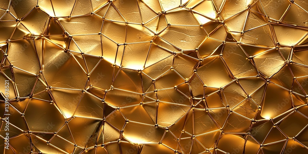 Poster A mesmerizing canvas of gold, where interconnected points, representing global business connections, shimmered and flowed in a dynamic pattern, evoking the essence of int