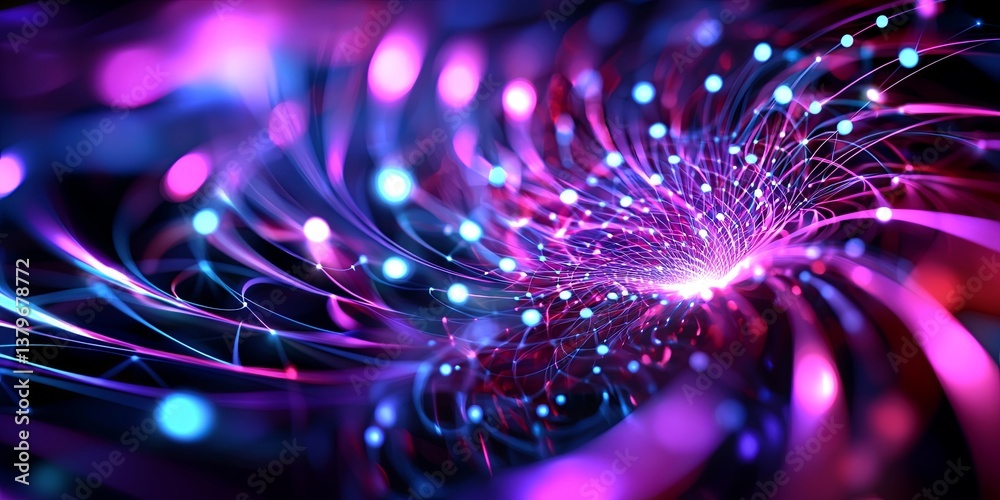 Aufkleber A vibrant, geometric abstract background, featuring a pulsating plexus of interconnected lines and circles, evoking a sense of technological innovation and futuristic ene