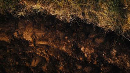 Fototapeta premium Layered soil and earth’s surface texture