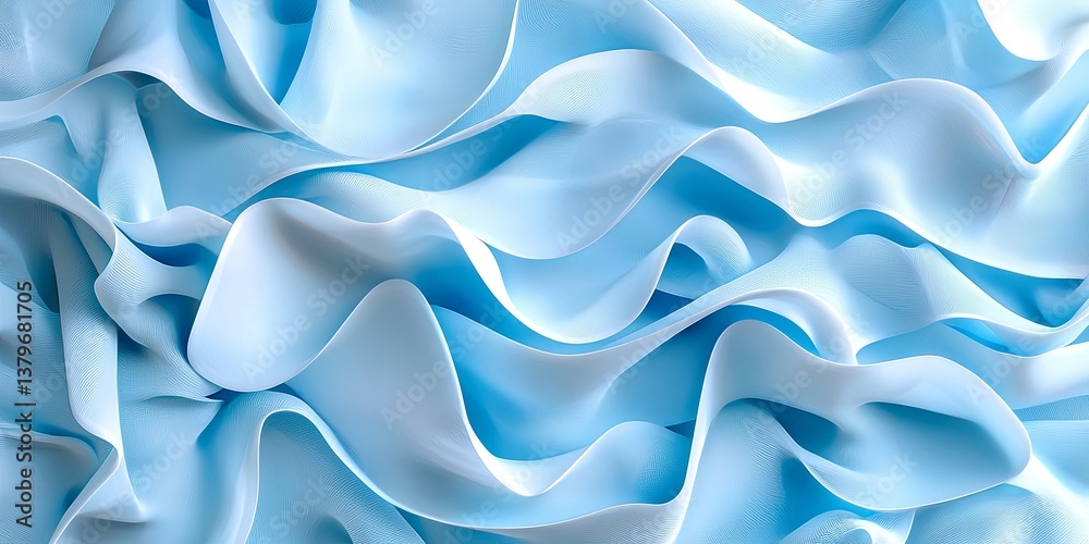 Aufkleber a canvas of light blue, where an airy wave of flowing particles, like nebulae, danced across its sur