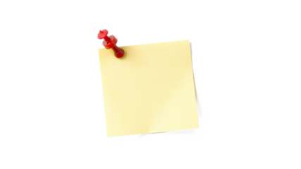 yellow note paper with push pin isolated png background