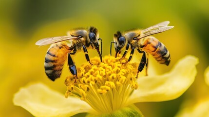 Fototapeta premium Hardworking bees play a crucial role in pollination