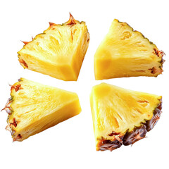 pineapple slices - juicy tropical fruit segments on white background