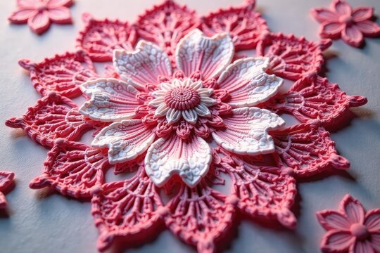 Intricate floral pattern lace doily, delicate texture, delicate, art