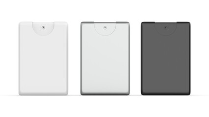 Blank small pocket perfume plastic container packaging mockup for branding, 3d illustration.