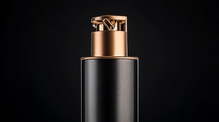 A metallic gold hair dye spray can, glowing softly under warm directional lighting