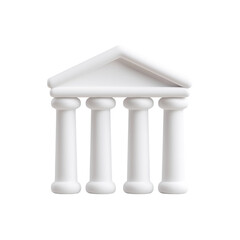 Classic white building with four columns and a triangular roof transparent background.
