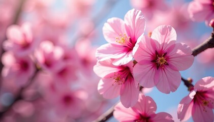 Obraz premium Vibrant sakura flowers, full bloom, repeating motif, pattern, japan, wallpaper