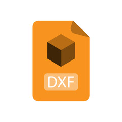 Obraz premium DXF file format icon in a modern vector style with a 3D cube. Represents DXF files for CAD drawings, 3D modeling, and design applications, enabling data exchange between CAD software.