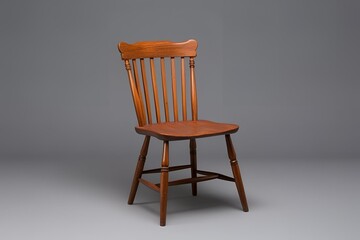 A classic wooden chair isolated on a gray background.