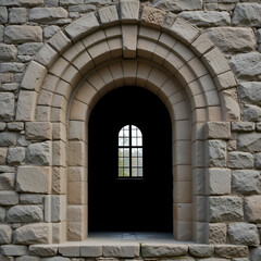 Fototapeta premium A stone arch with a window opening, suitable for historical or architectural settings