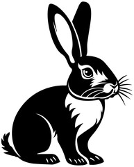 black and white minimalist rabbit silhouette simple animal vector illustration