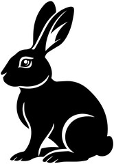 Obraz premium black and white minimalist rabbit silhouette simple animal vector illustration