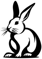 black and white minimalist rabbit silhouette simple animal vector illustration