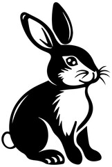 black and white minimalist rabbit silhouette simple animal vector illustration