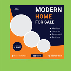 Modern Real Estate Social Media Post – Eye-Catching Property Promotion Design for Realtors, Homes for Sale, Open House Announcements, and Luxury Real Estate Marketing