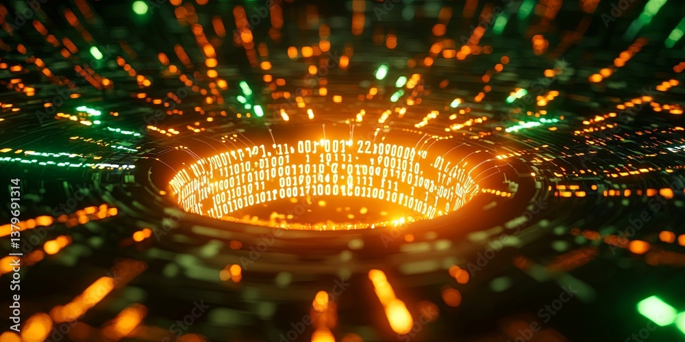 Aufkleber A futuristic canvas of swirling data, binary code, and glowing circuits, symbolizing the power and innovation of artificial intelligence and big data, a gateway to the fu