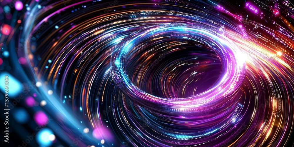 Poster A futuristic canvas of swirling data, binary code, and glowing circuits, symbolizing the power and innovation of artificial intelligence and big data, a gateway to the fu