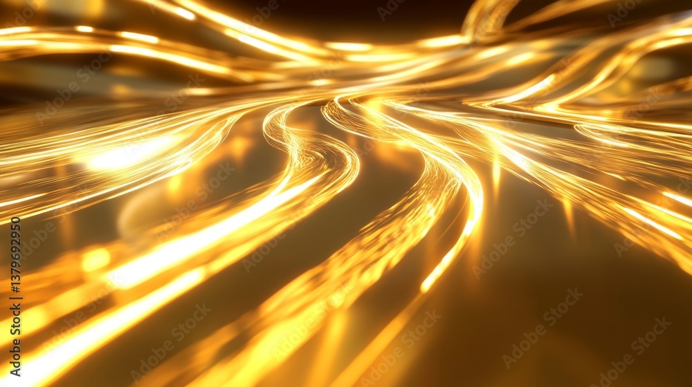 Wall mural glowing animated lines in a digital composition with fluid movement