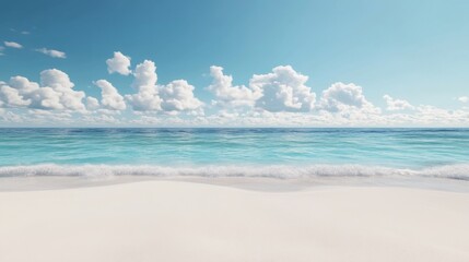 Fototapeta premium Serene 3D Render of a Minimalist Beach Scene with Calm Ocean Waves