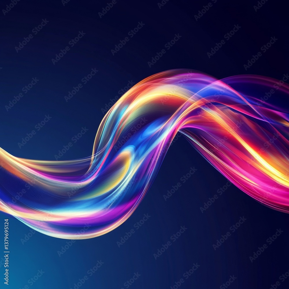 Wall mural vibrant abstract background with multicolored flowing waves