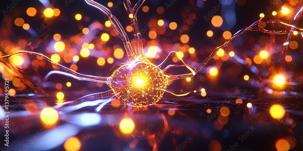 Poster A vibrant, interconnected network of glowing nodes, representing the boundless potential of artificial intelligence, forming a complex abstract backdrop that evokes the p