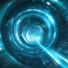 Futuristic Conceptual Time Tunnel in Vibrant Blue and Light Effects