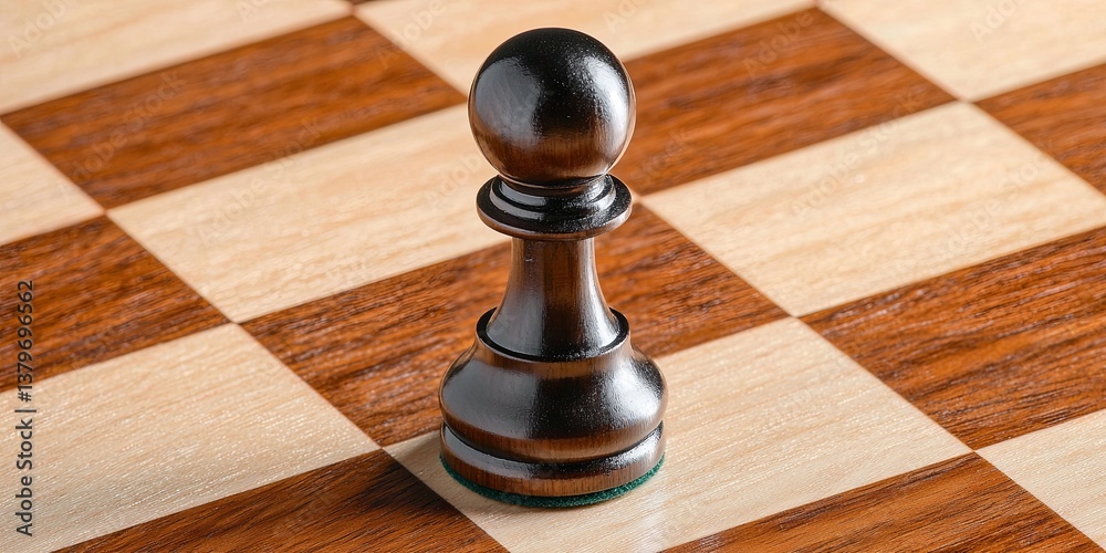 Poster a meticulously crafted chess piece, its surface gleaming under the warm light, stood poised on the c