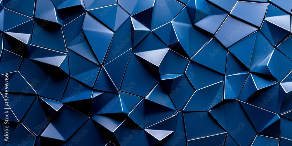 Poster A deep, midnight blue backdrop pulsates with a mesmerizing pattern of shimmering silver geometric lines. A sleek, futuristic design that exudes innovation and technology,