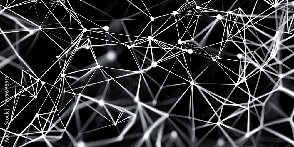 Poster A dynamic abstract wireframe backdrop, a symphony of interconnected lines and shapes, hinting at futuristic technologies and cutting-edge design. A vibrant illustration r