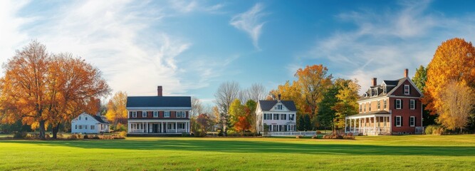 Obraz premium Autumn pictures of rural single-family villas