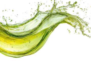Dynamic splash of green liquid dances in the air creating a captivating visual effect isolated on a clean white background