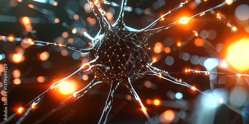 Fototapete A network of interconnected nodes, forming a web of data and knowledge, powered by algorithms that learn and adapt, unlocking the potential of artificial intelligence.