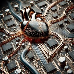 electronic circuit board and heart 