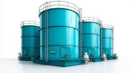 Fototapeta premium Ethane C2H6 gas industrial. Chemical energy. Fuel storage. Hydrocarbon emission. Image of ethane gas stored in tanks with energy transfer mechanism.