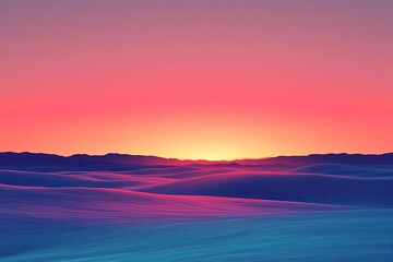 A vibrant sunset illuminates a landscape of rolling hills with color