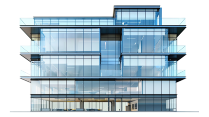 Modern Architectural Marvel: The image showcases a striking contemporary building with a facade of reflective glass, embodying sleek design, transparency, and innovation.