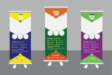 Professional creative roll up banner, Real estate Roll up banner design, Corporate business banner stand design, Real estate roll up banner design or pull up banner template