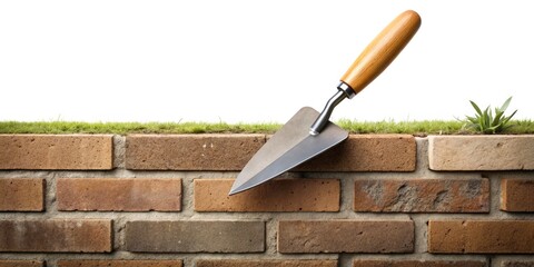 Bricklayer Trowel on Concrete Retaining Wall - Garden Landscape Design