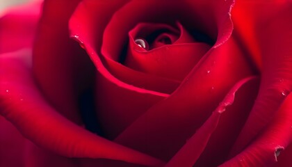 close up of a red rose with water droplets