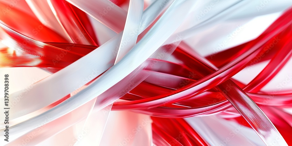 Poster A symphony of colors, where two lines of varying hues, white and red, intertwine to symbolize the interconnectedness of individuals and ideas, the essence of modern netwo