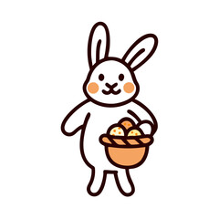 Obraz premium Cute rabbit holding basket of eggs in playful style 