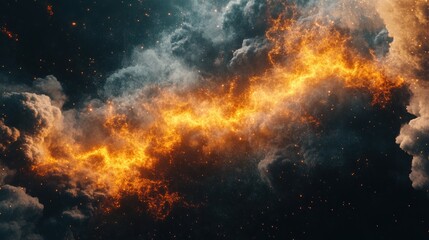 Fototapeta premium Cosmic Firestorm: A Celestial Inferno in Deep Space