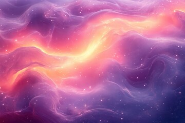Fototapeta premium Vibrant cosmic waves in shades of purple and orange create a stunning display of celestial beauty in a nighttime sky